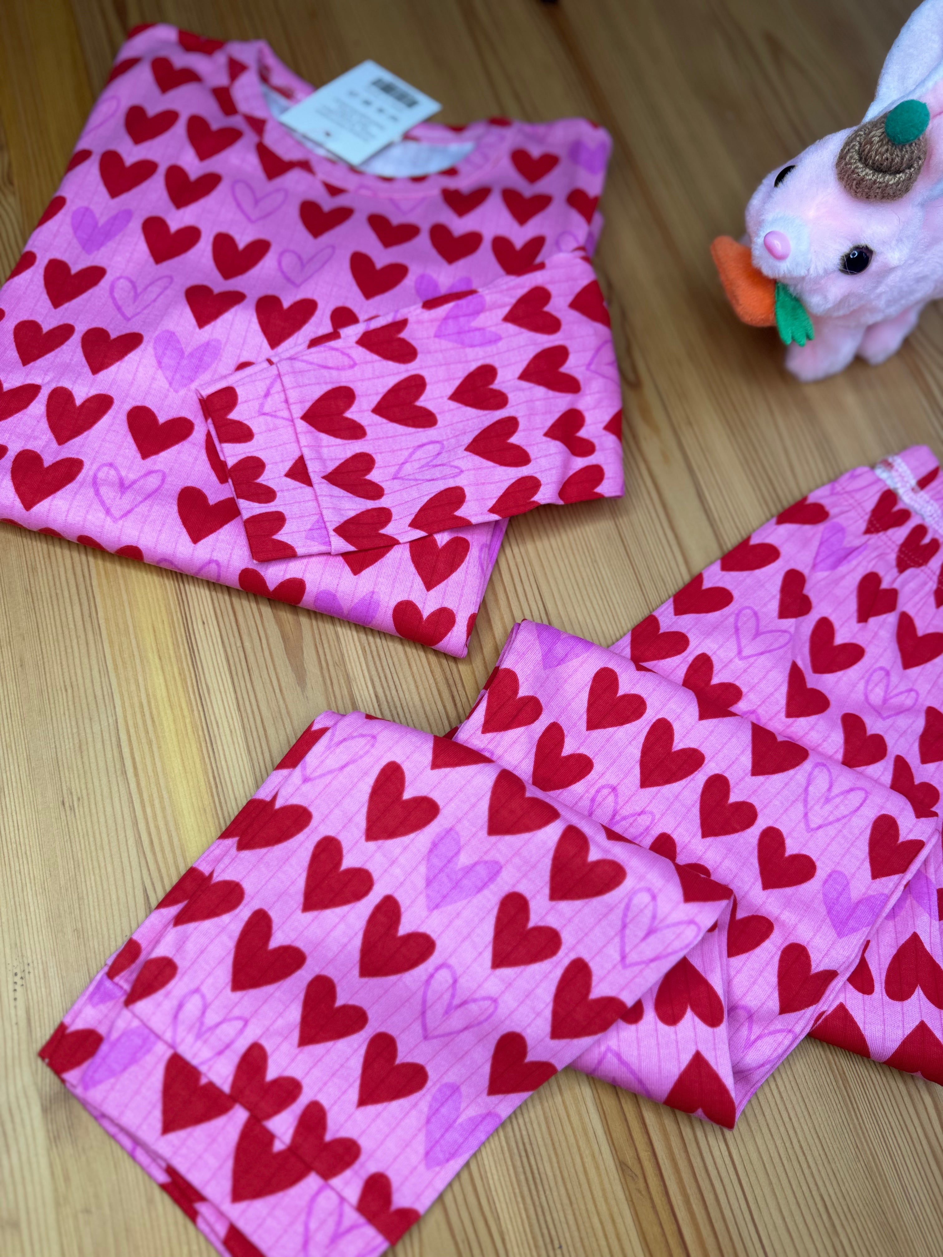 Kalp Baskılı Pijama Takımı