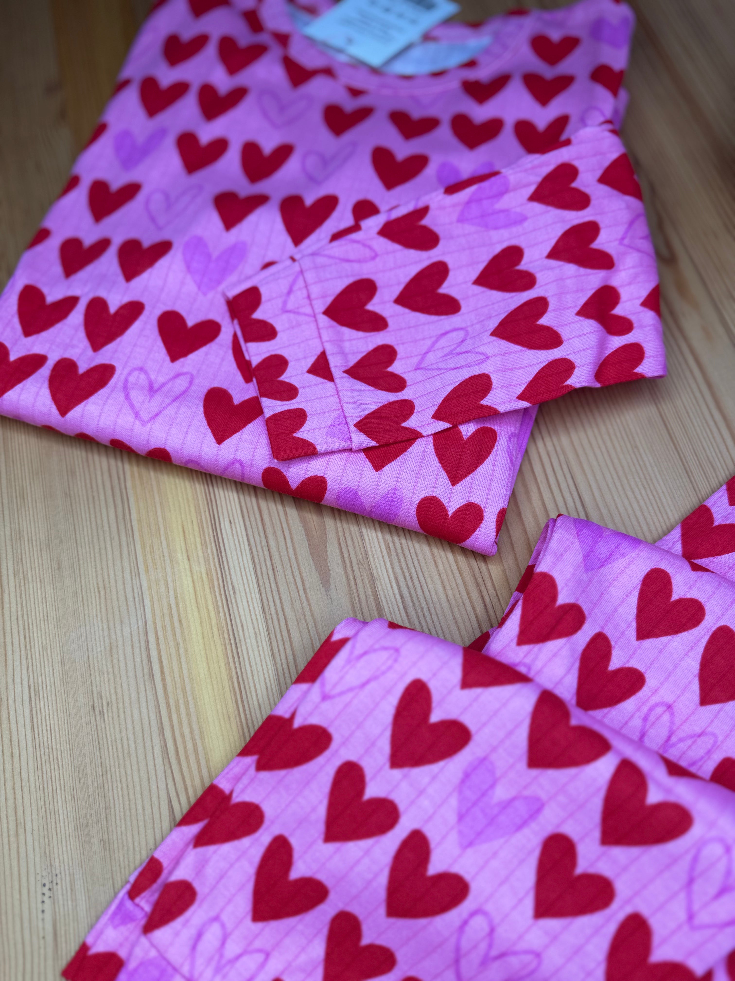 Kalp Baskılı Pijama Takımı