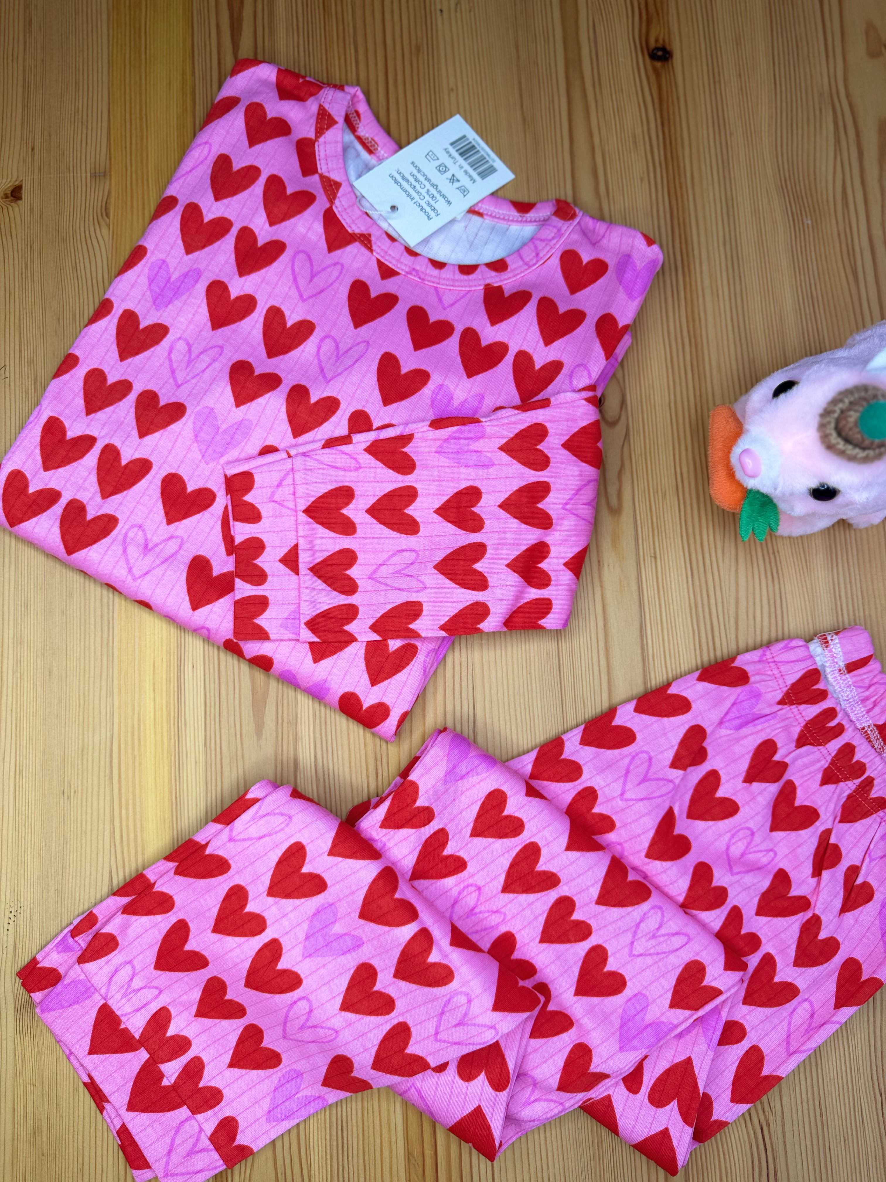 Kalp Baskılı Pijama Takımı