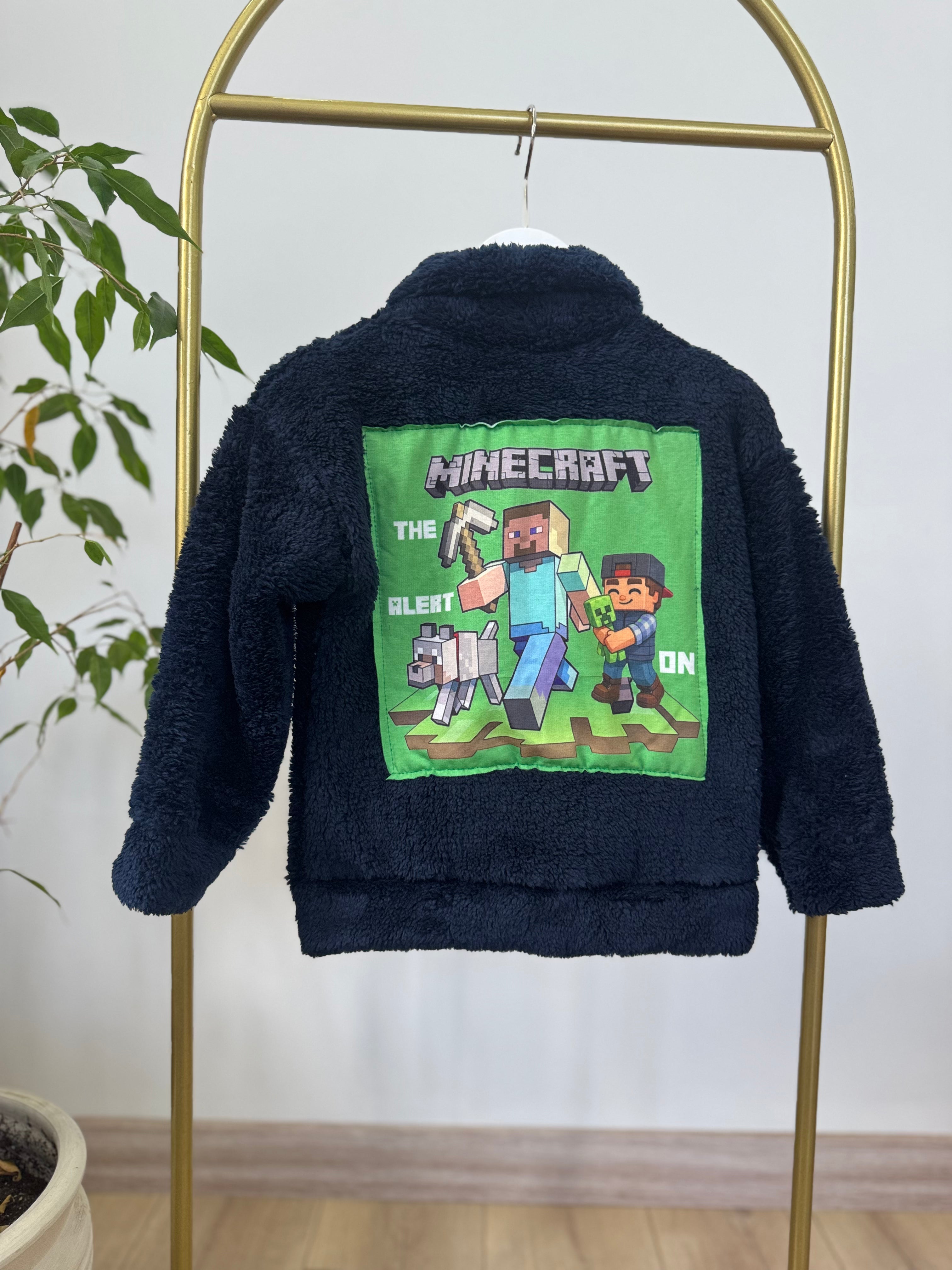 Minecraft Baskılı Peluş Hırka