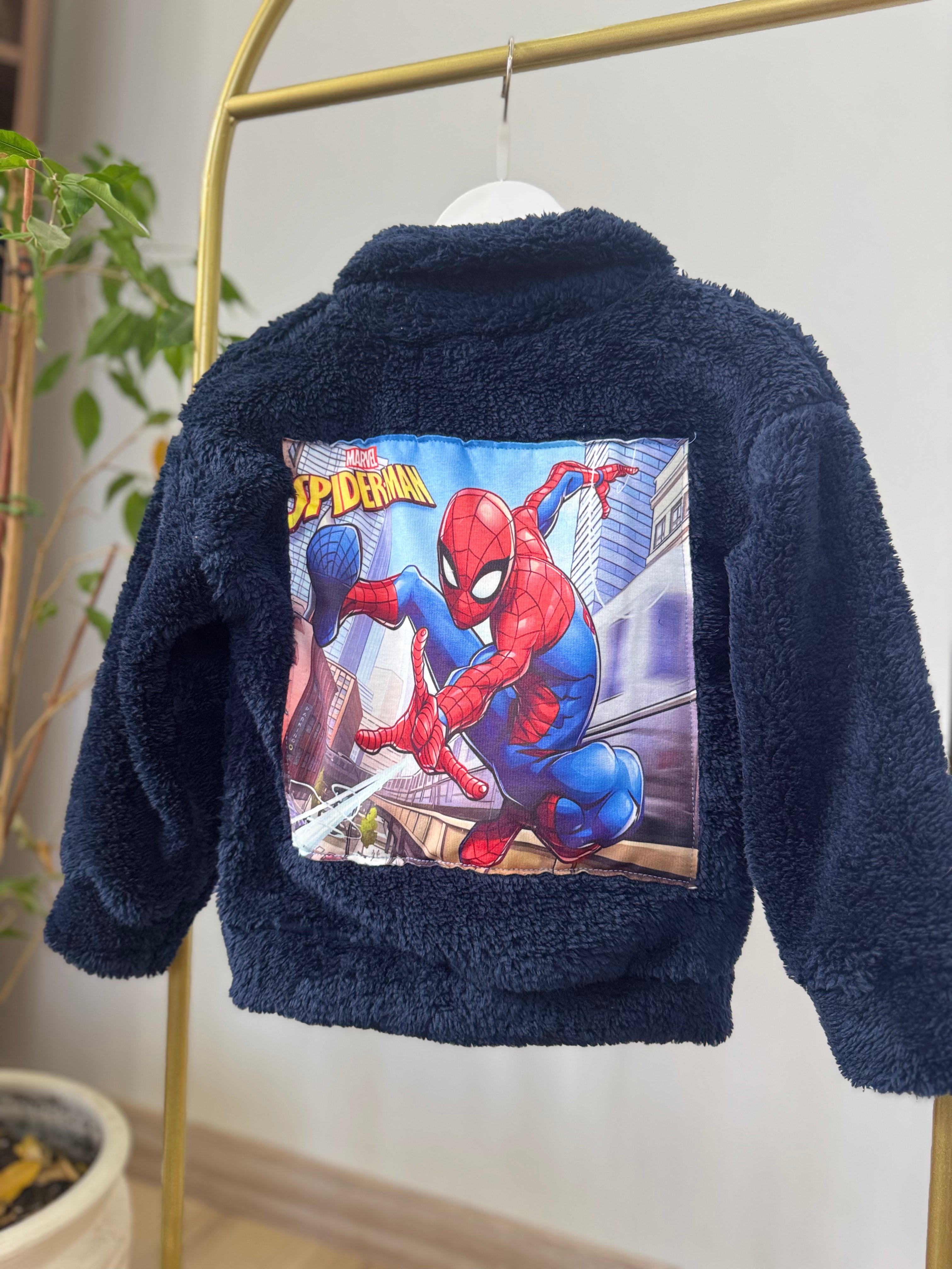 Spiderman Baskılı Peluş Hırka