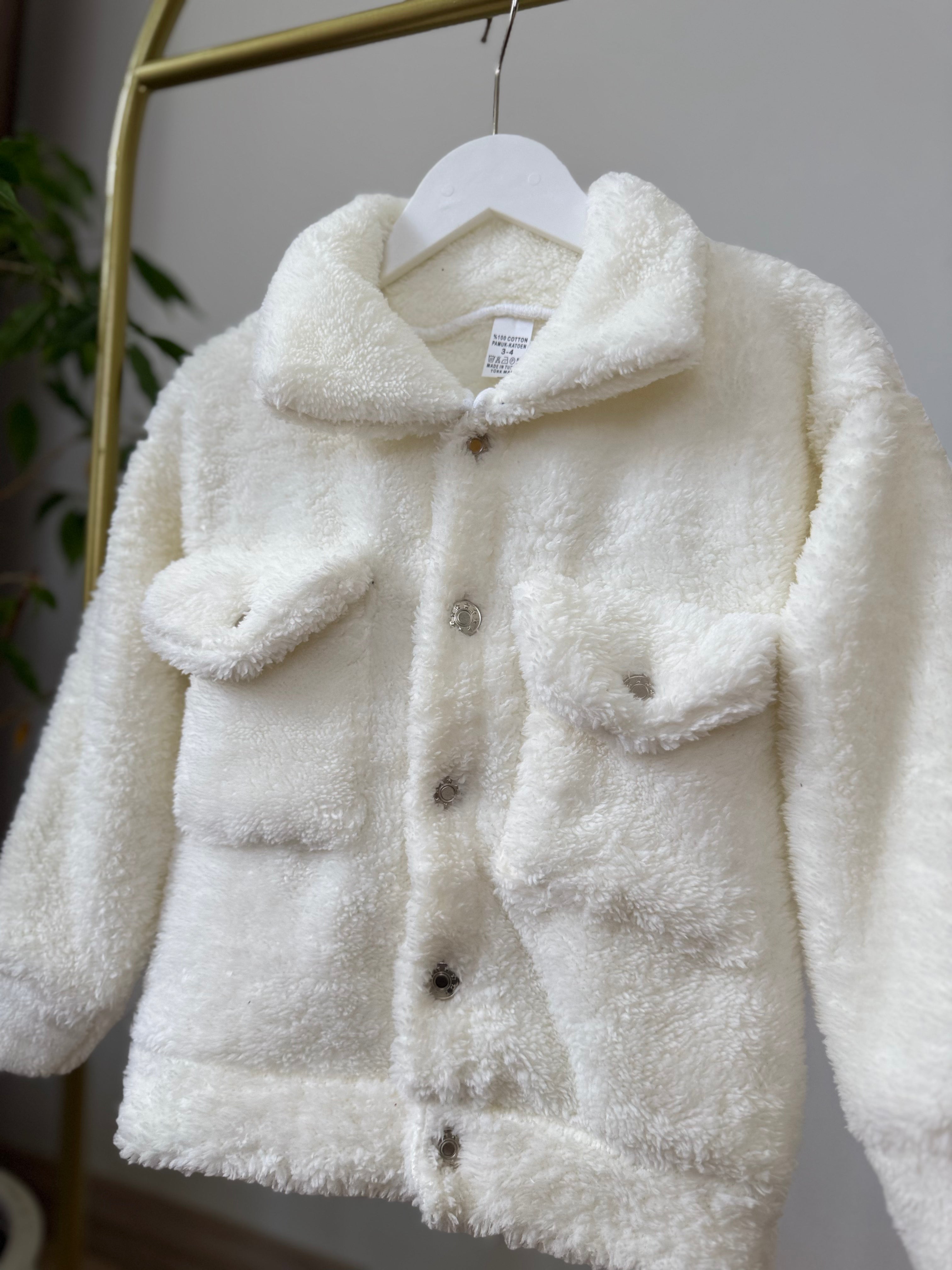 Minecraft Baskılı Krem Peluş Hırka