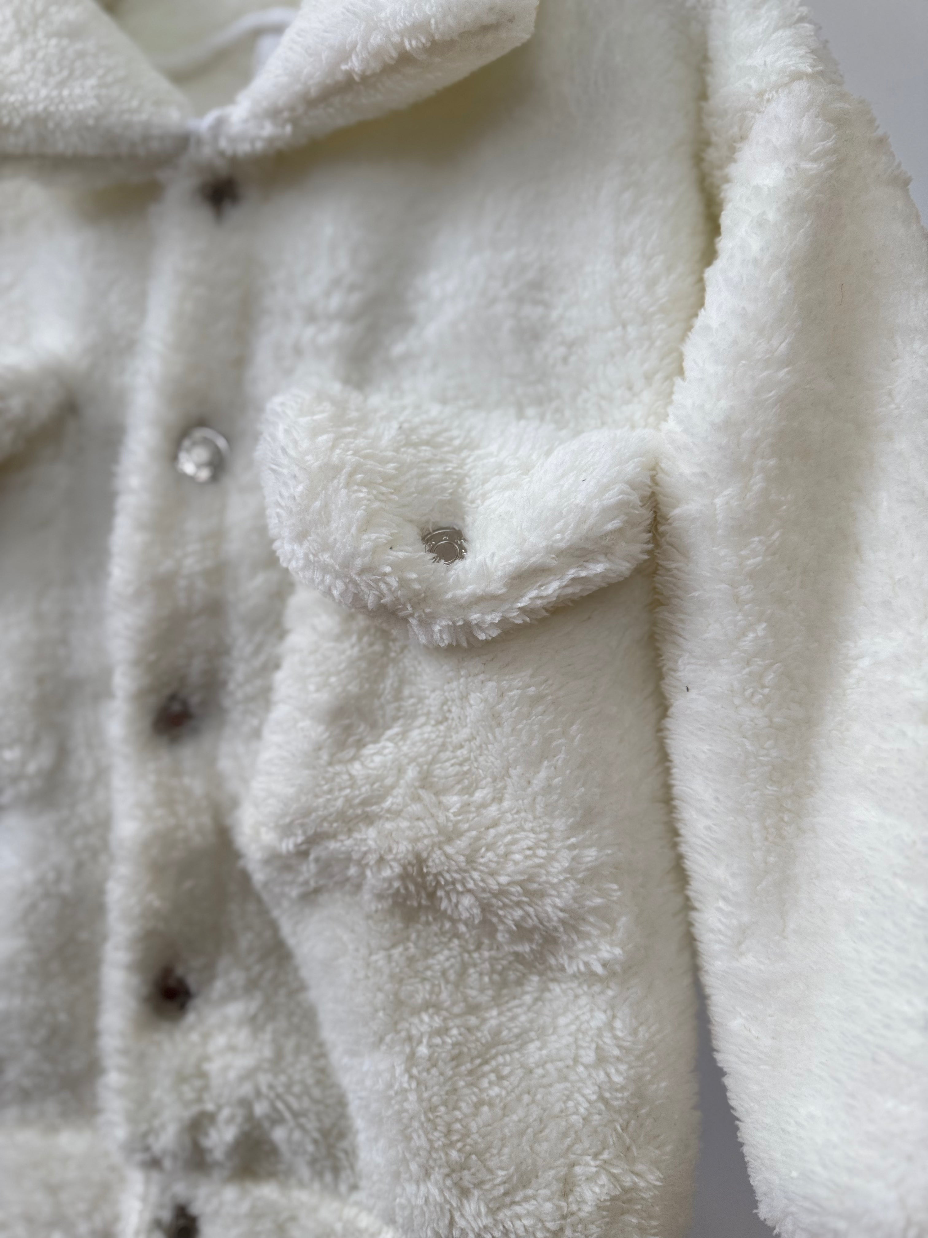 Minecraft Baskılı Krem Peluş Hırka