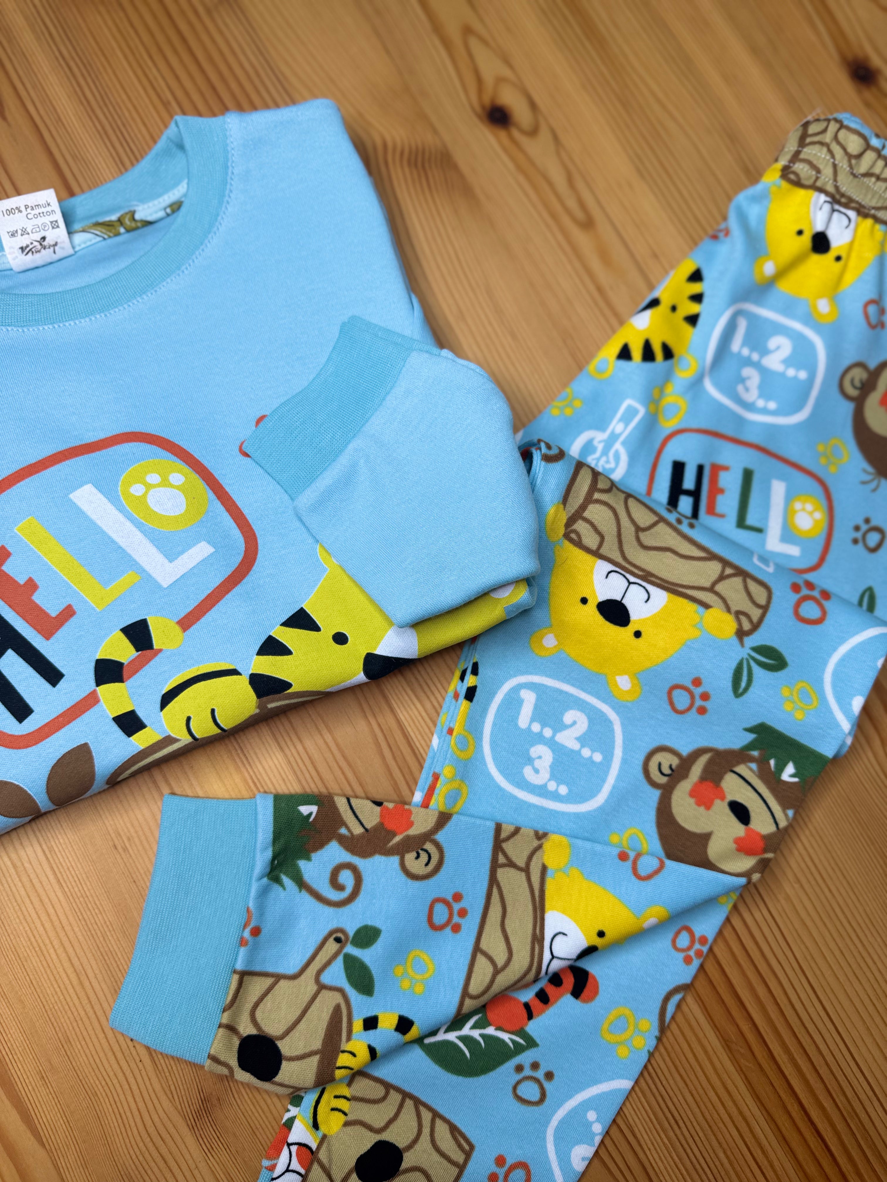 Hello Kaplan Baskılı Pijama Takımı