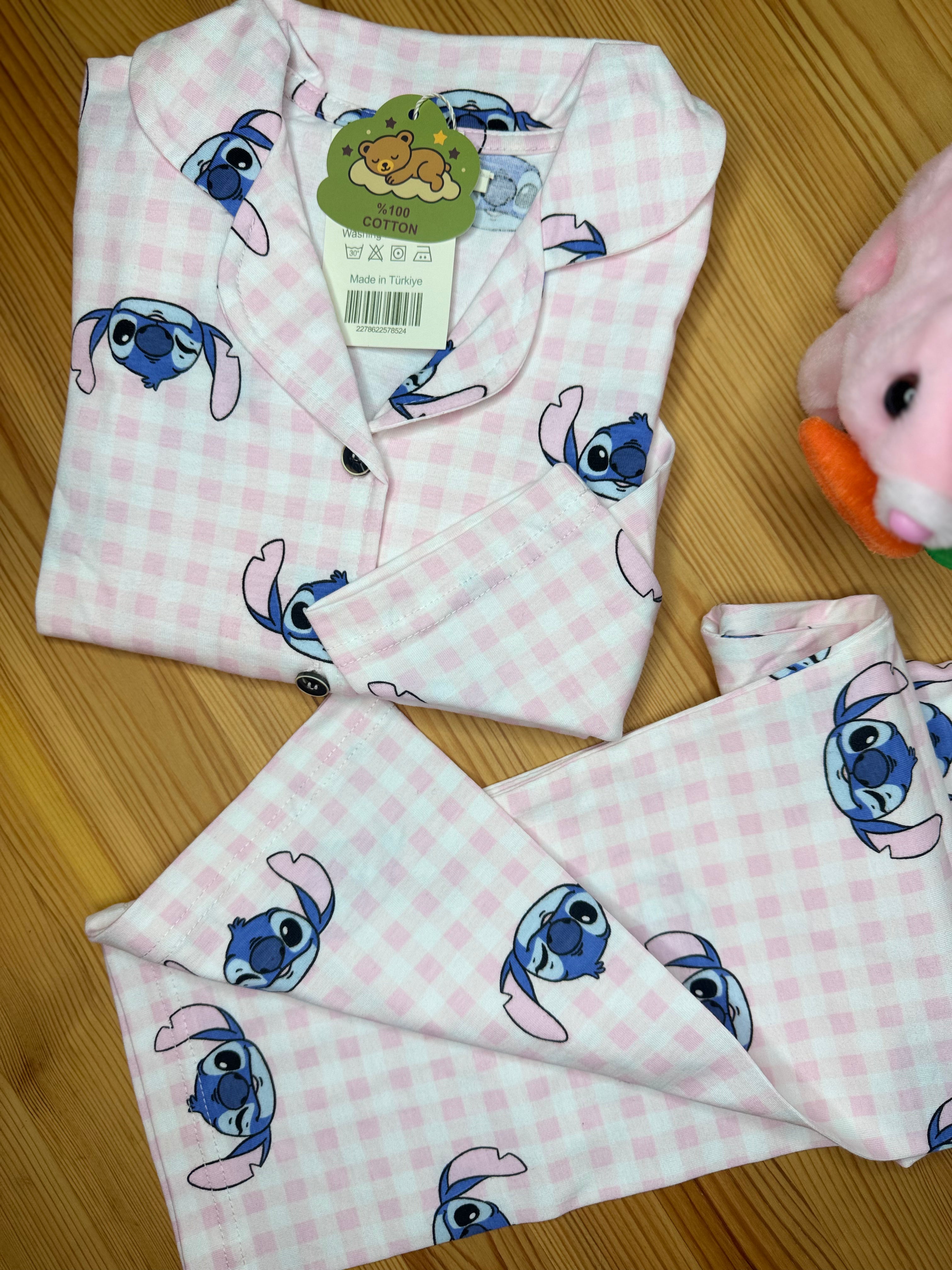 Stitch Önden Düğmeli Pijama Takımı