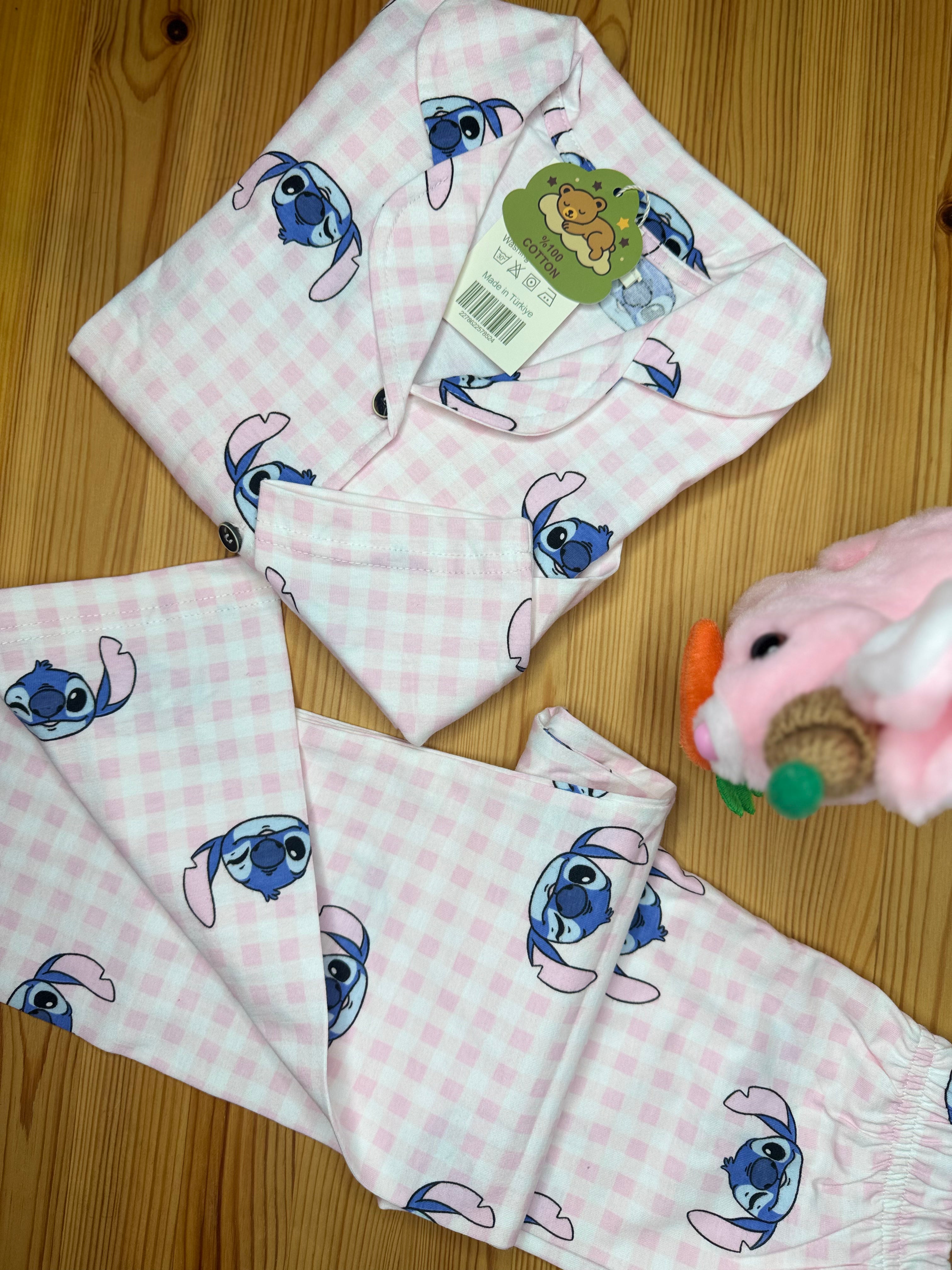 Stitch Önden Düğmeli Pijama Takımı
