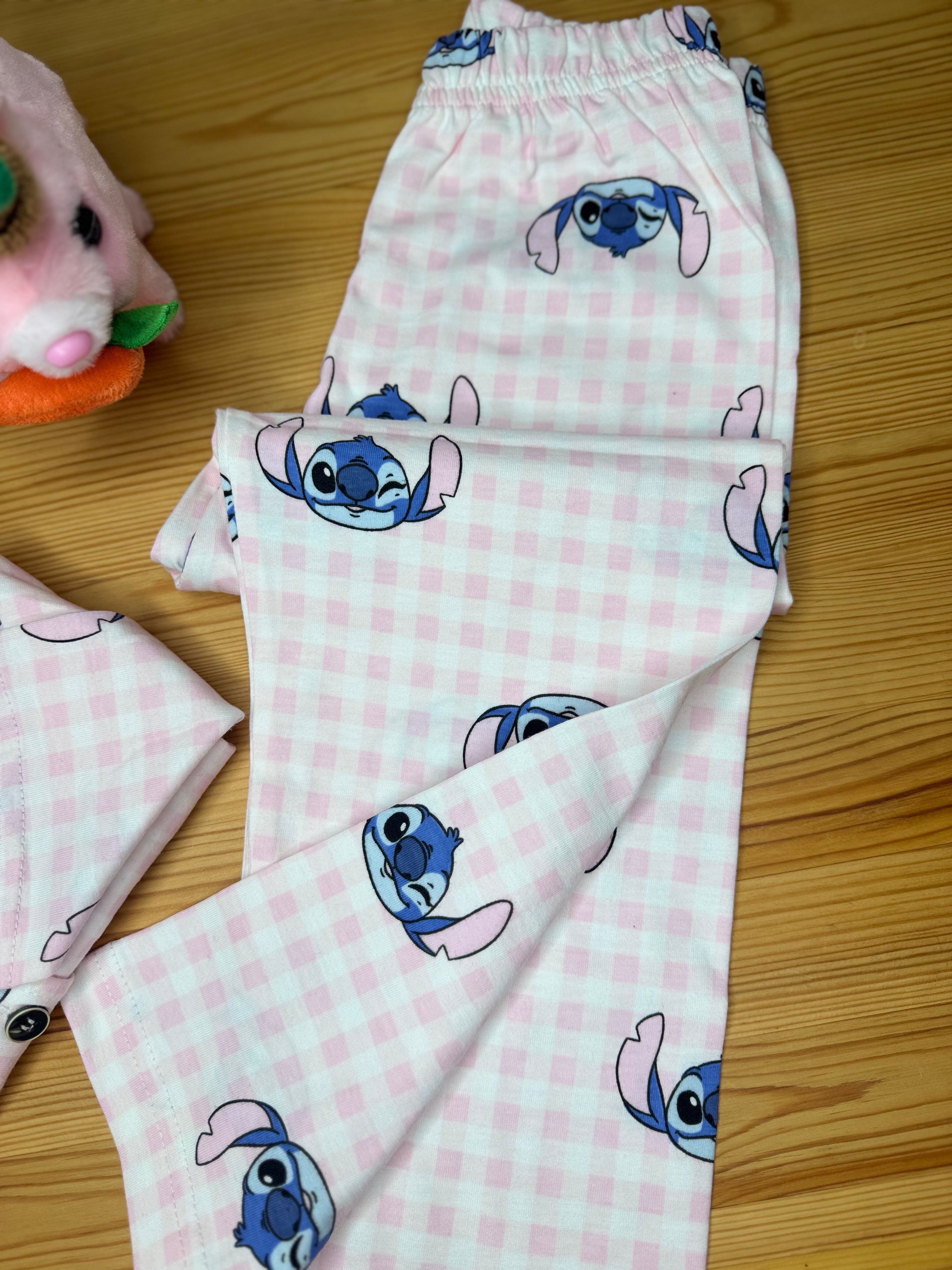 Stitch Önden Düğmeli Pijama Takımı