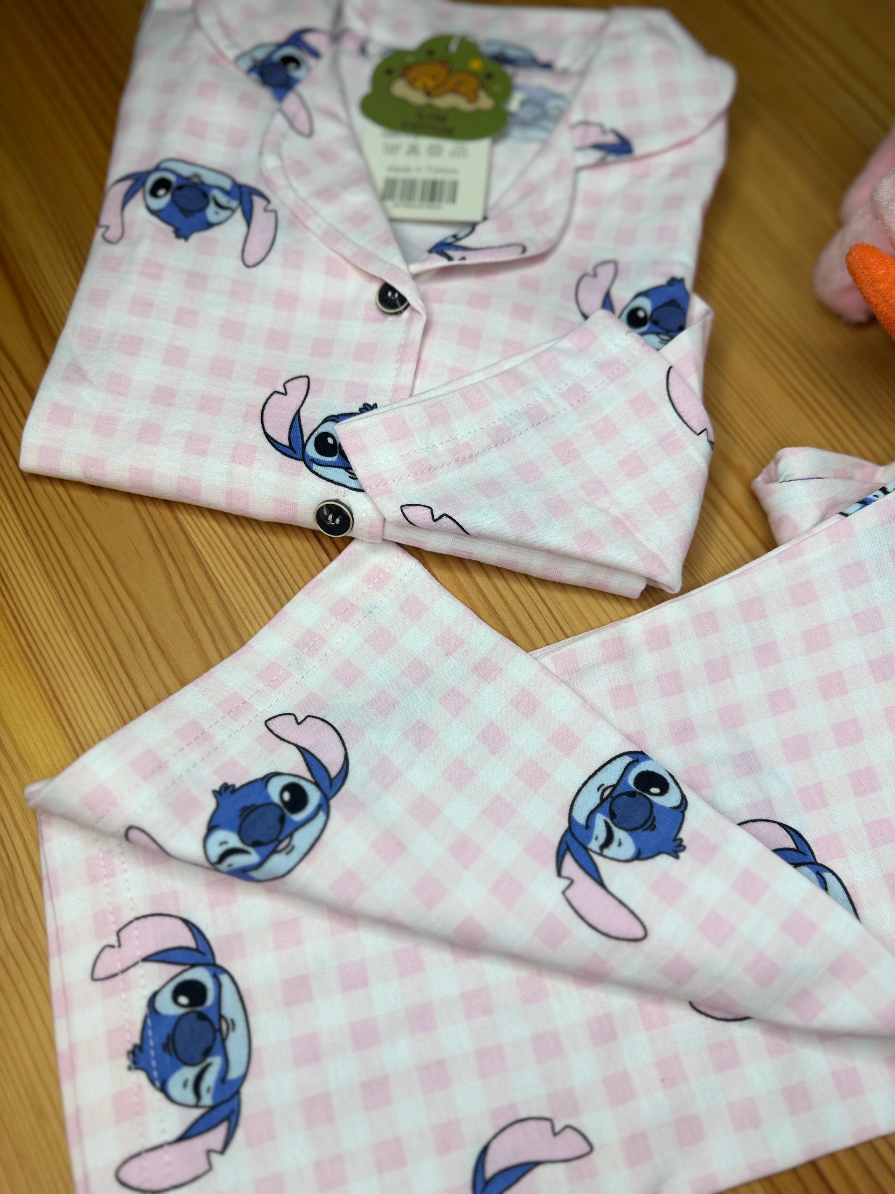Stitch Önden Düğmeli Pijama Takımı