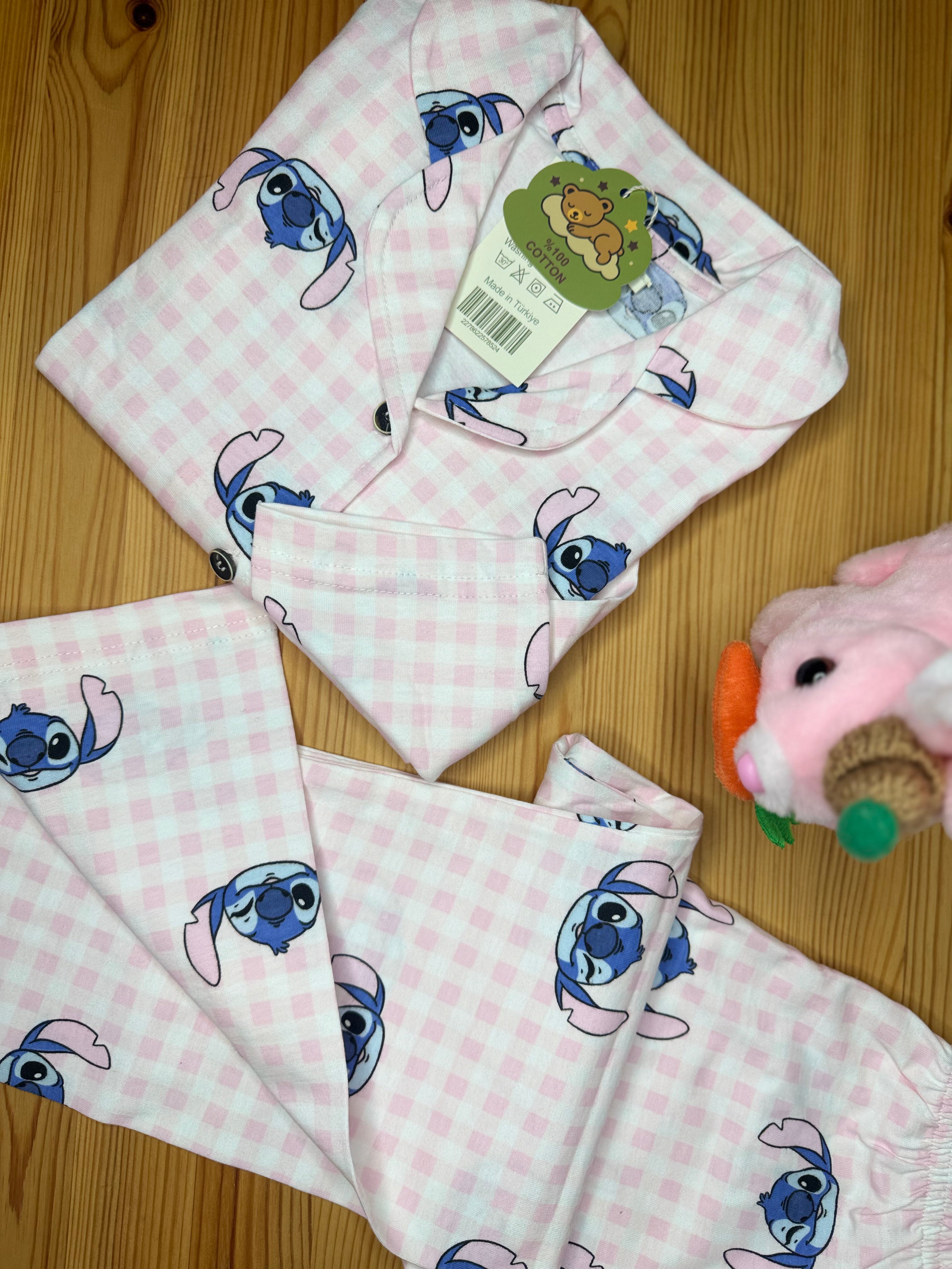 Stitch Önden Düğmeli Pijama Takımı