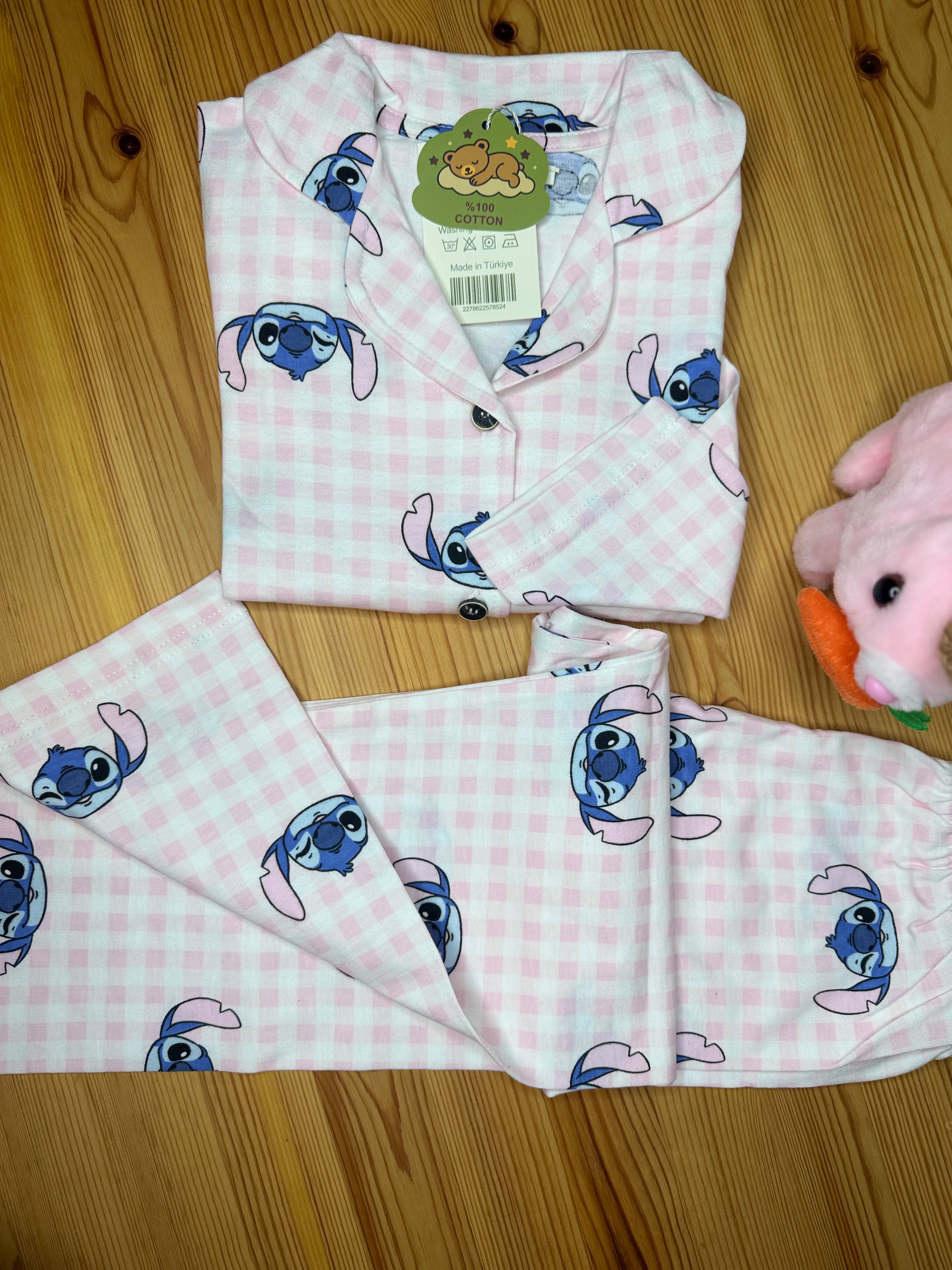 Stitch Önden Düğmeli Pijama Takımı