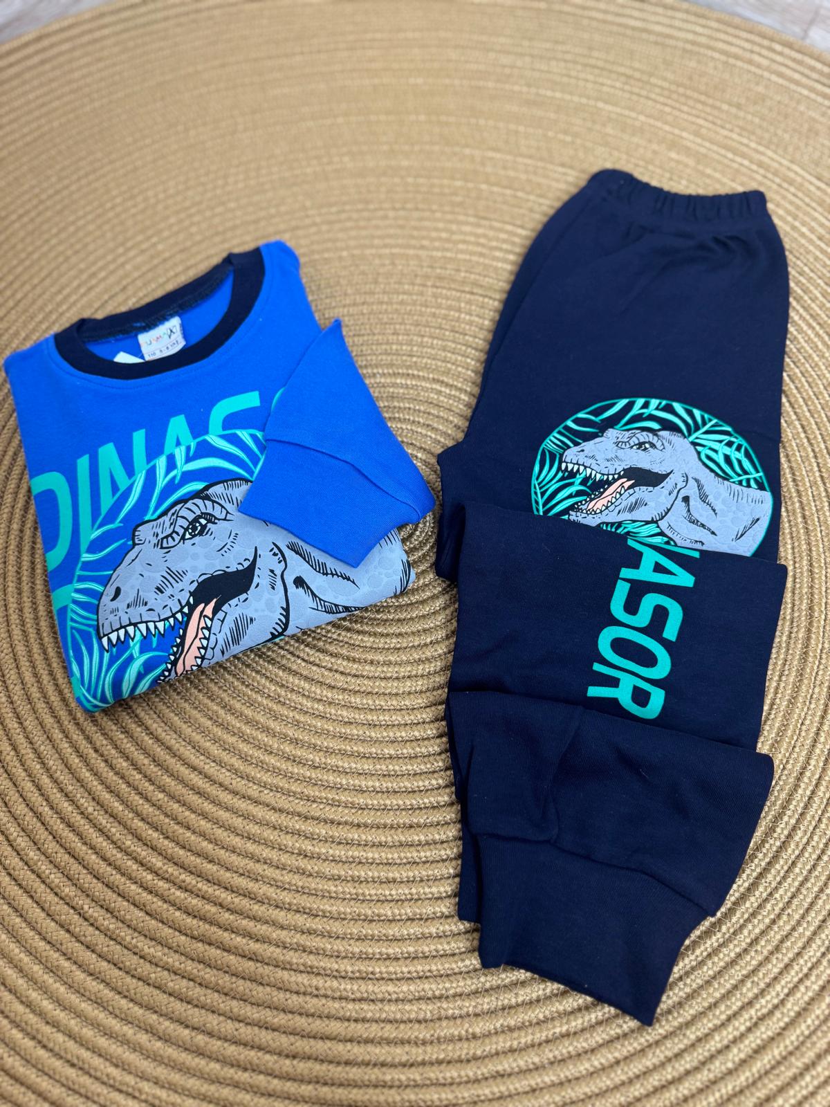Dinozor Baskılı Erkek Çocuk Pijama Takımı