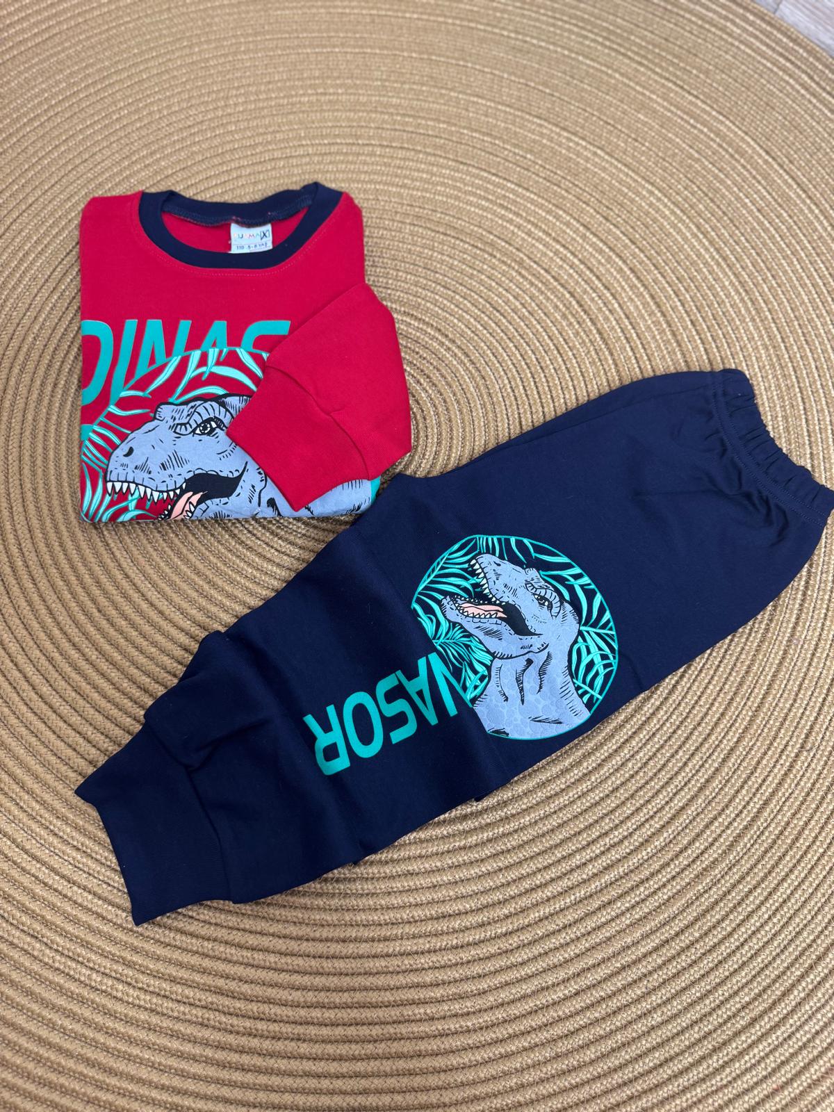 Dinozor Baskılı Erkek Çocuk Pijama Takımı