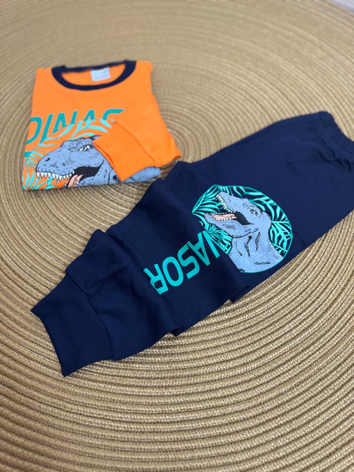 Dinozor Baskılı Erkek Çocuk Pijama Takımı