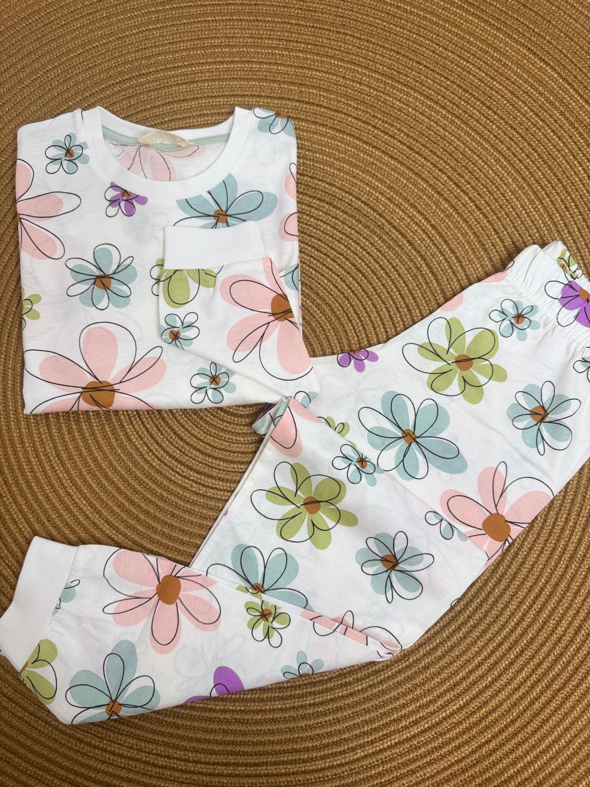 Çiçek Kız Çocuk Pijama Takımı