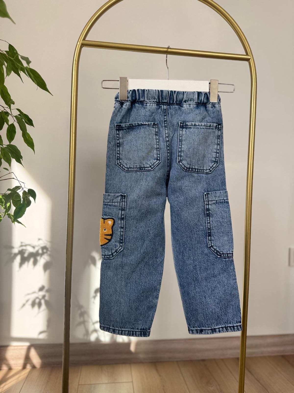 Kaplan İşlemeli Denim Pantolon