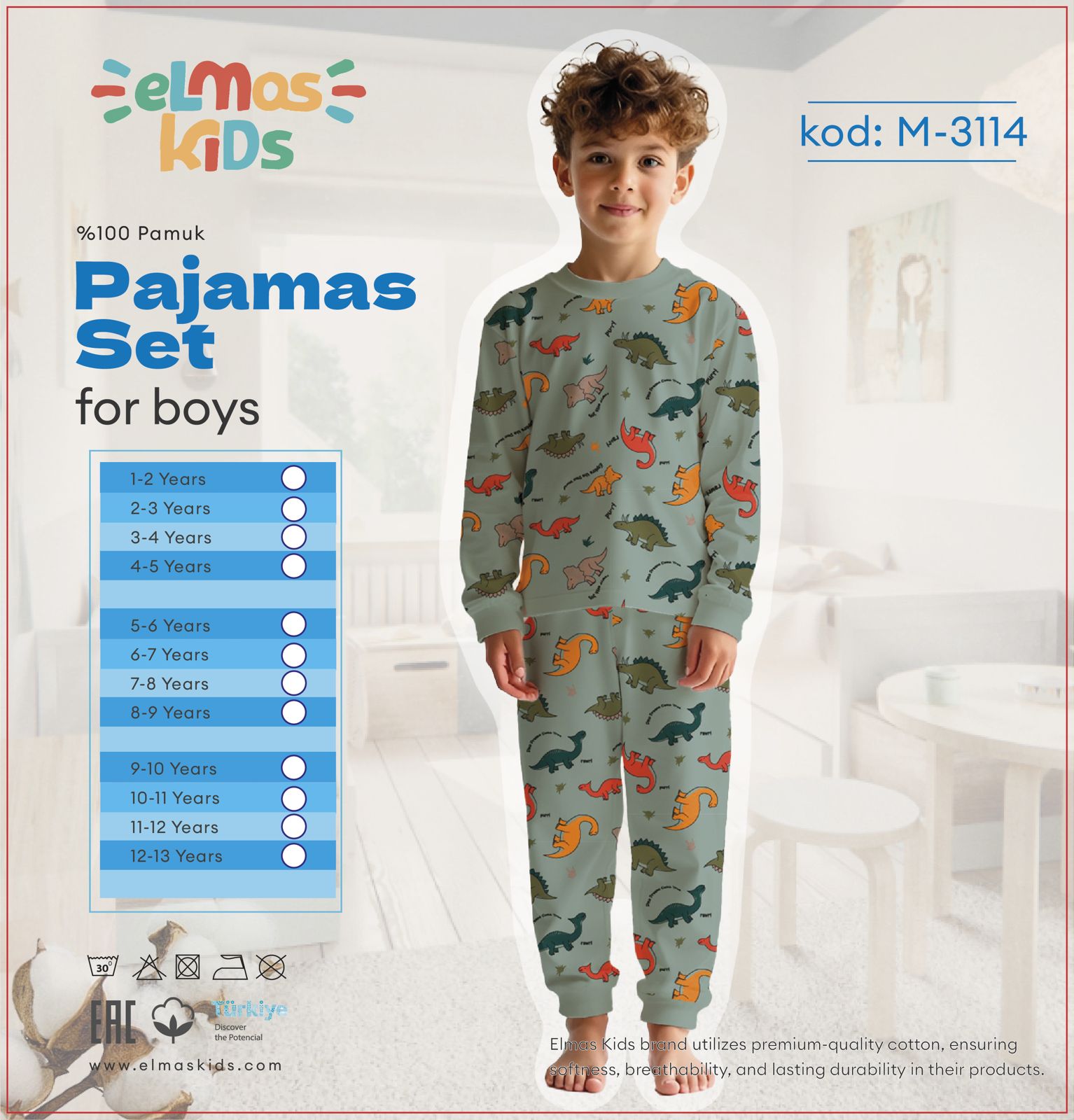 Dinozor Baskılı Pijama Takımı