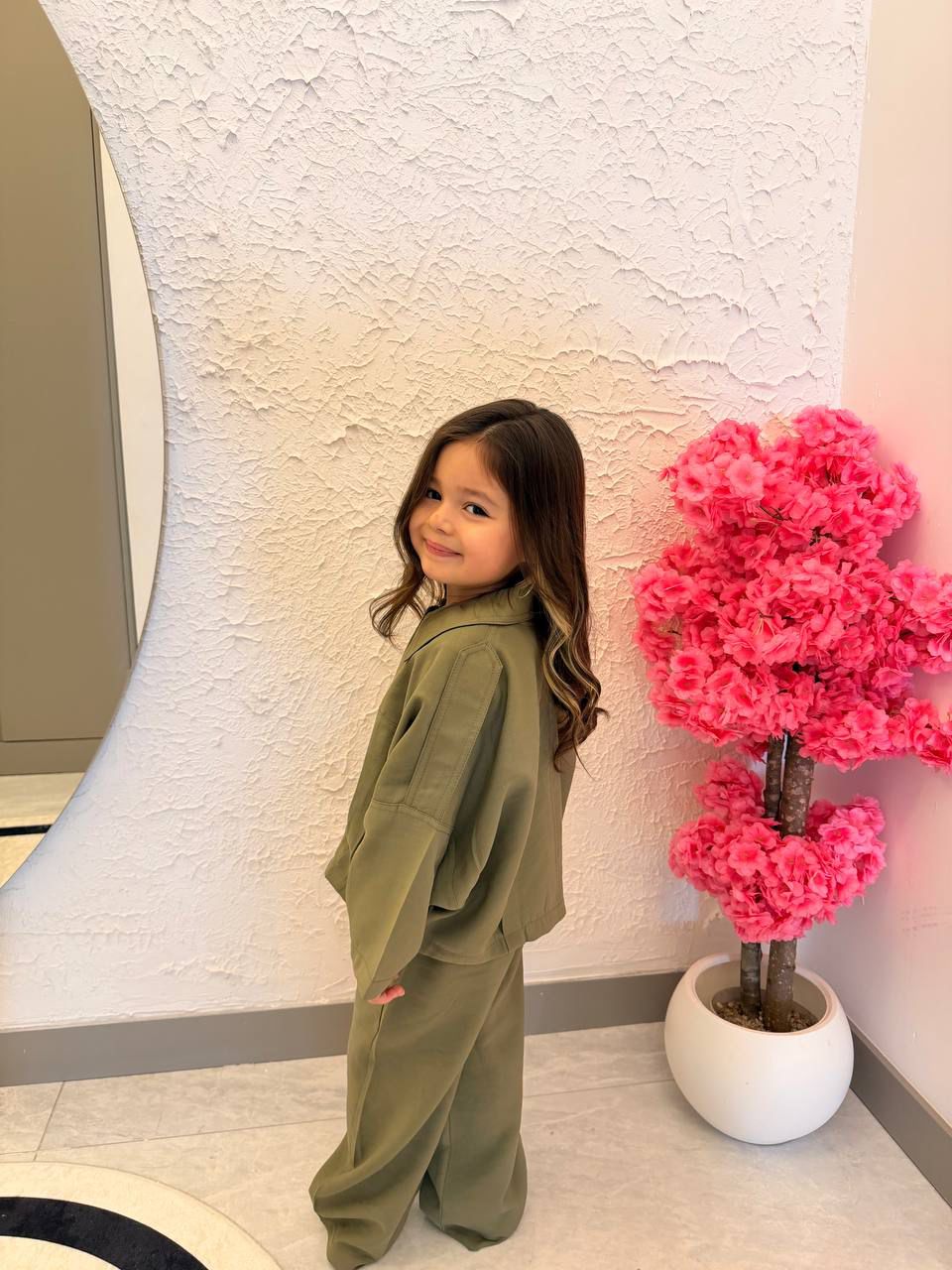 Fermuarlı Dokuma Kumaş Haki Takım