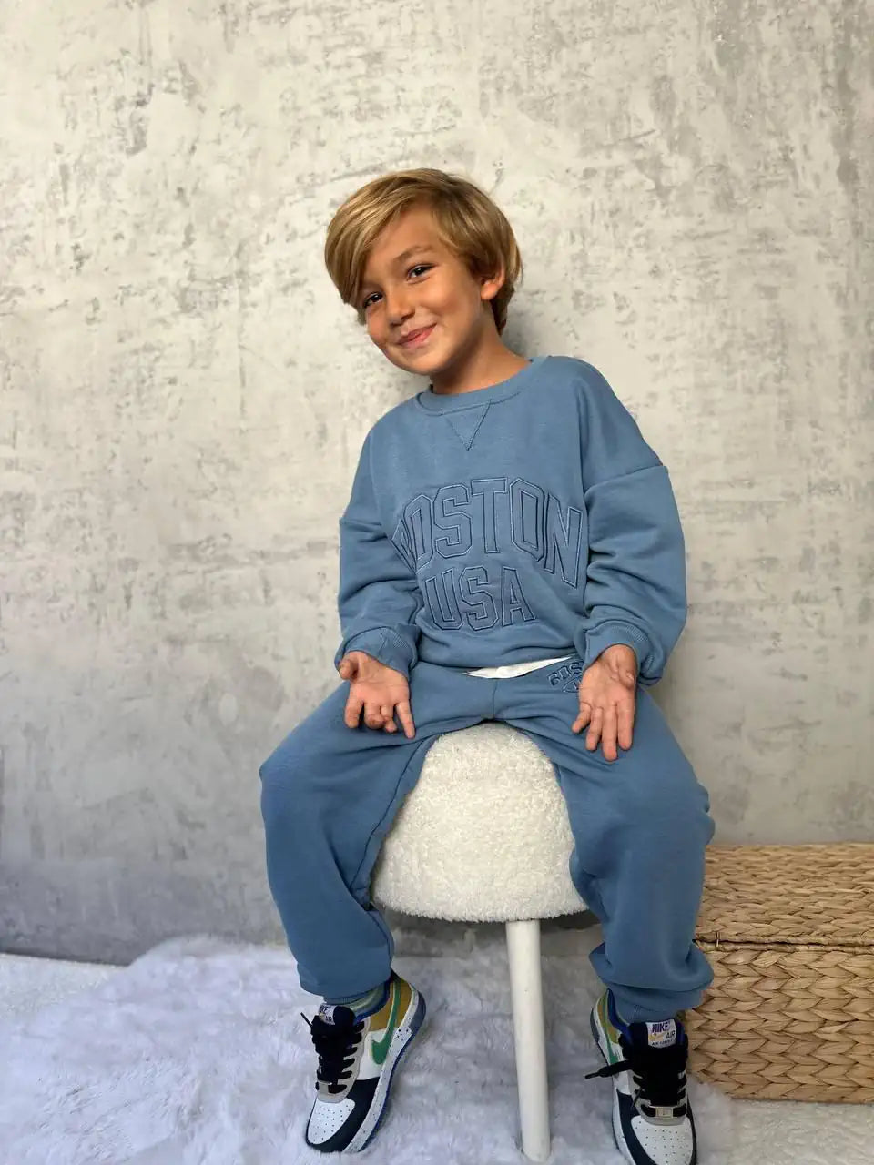 Boston USA Baskılı Mavi Eşofman Takımı