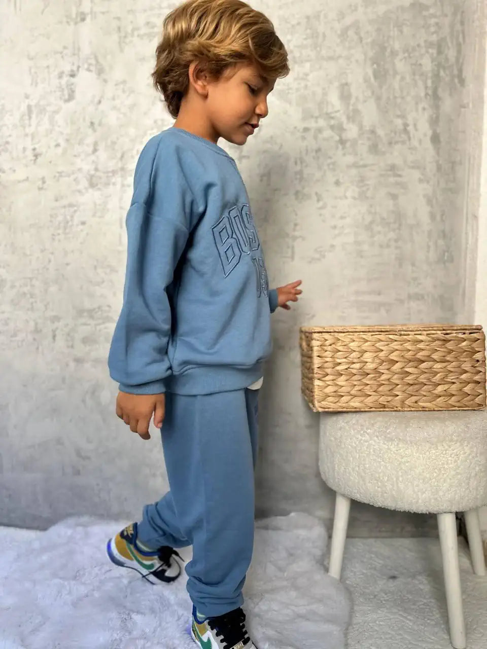 Boston USA Baskılı Mavi Eşofman Takımı