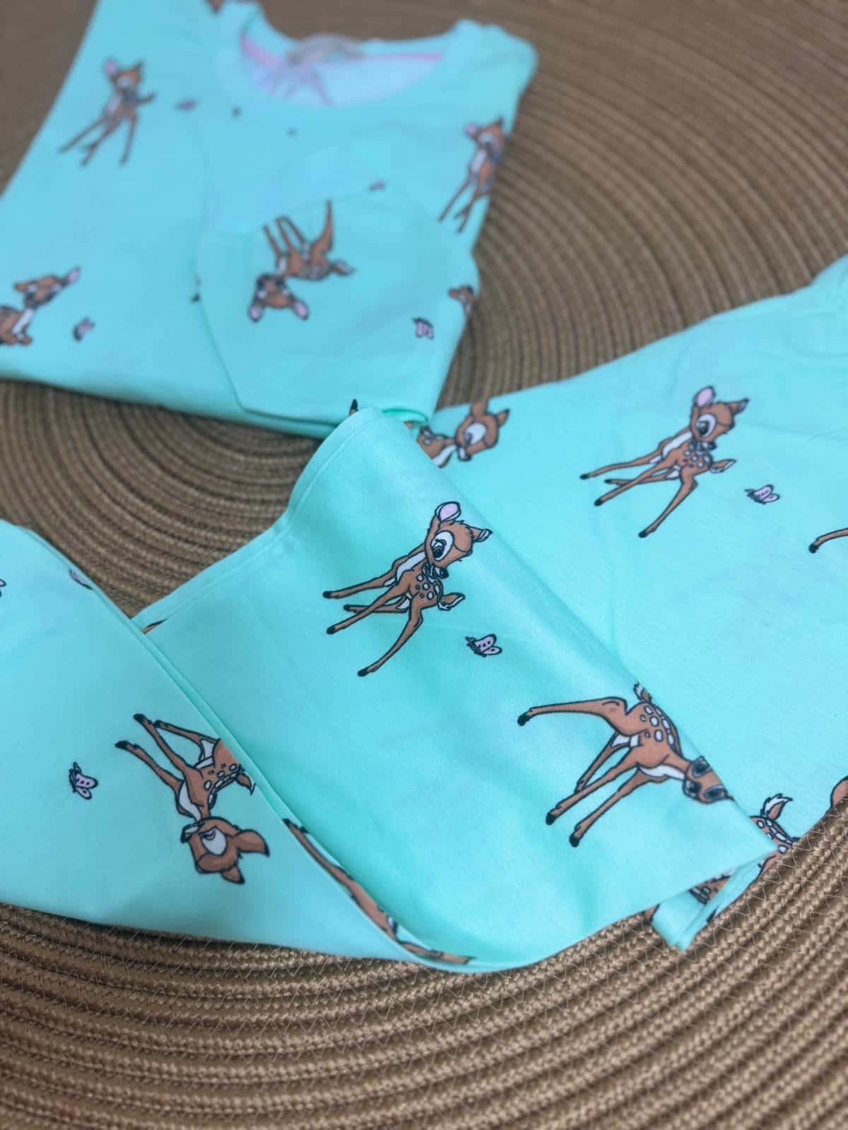 Geyik Baskılı Kız Çocuk Pijama Takımı