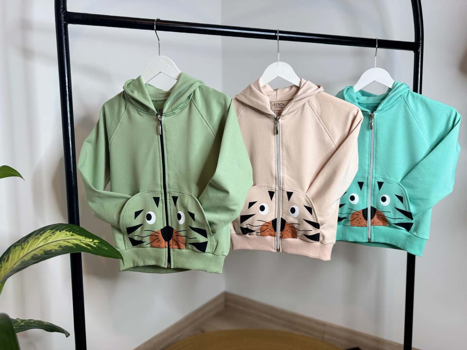 Ayıcık Baskılı Yeşil Unisex Hırka