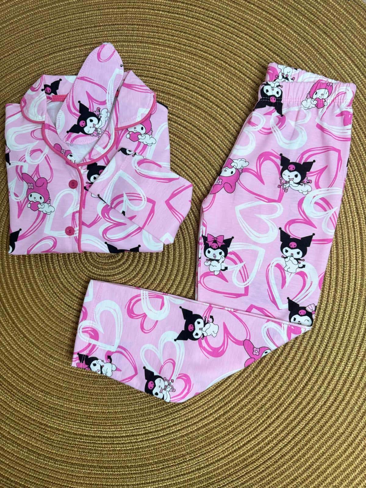 Kuromi Baskılı Önden Düğmeli Pijama Takımı