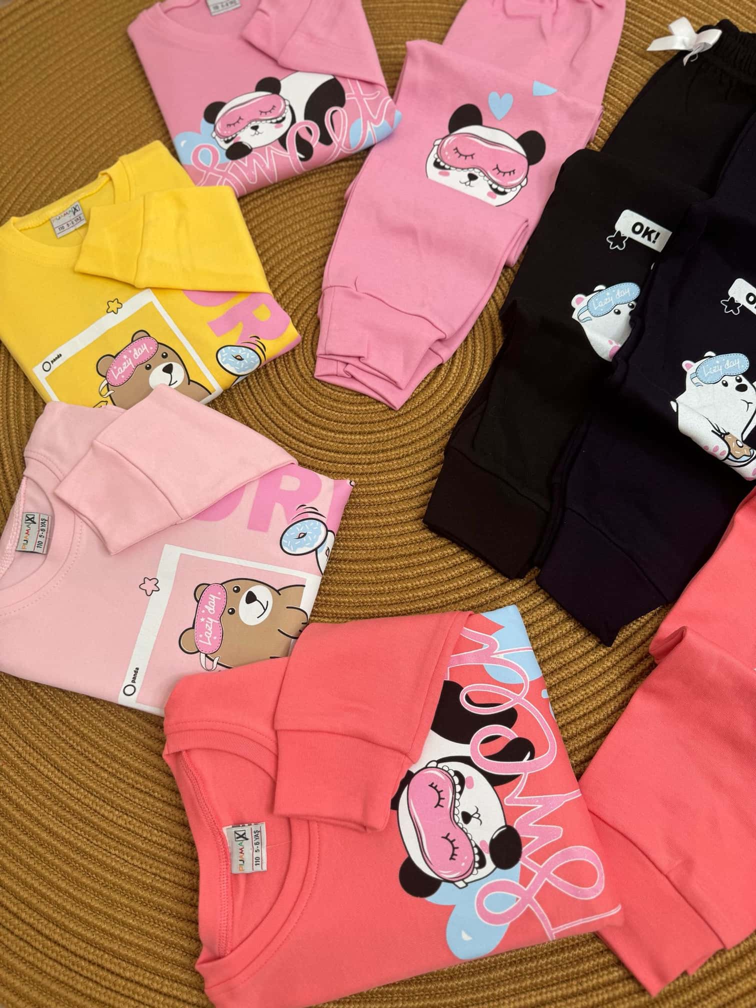 Ayıcık Baskılı Uçuk Pembe Pijama Takımı