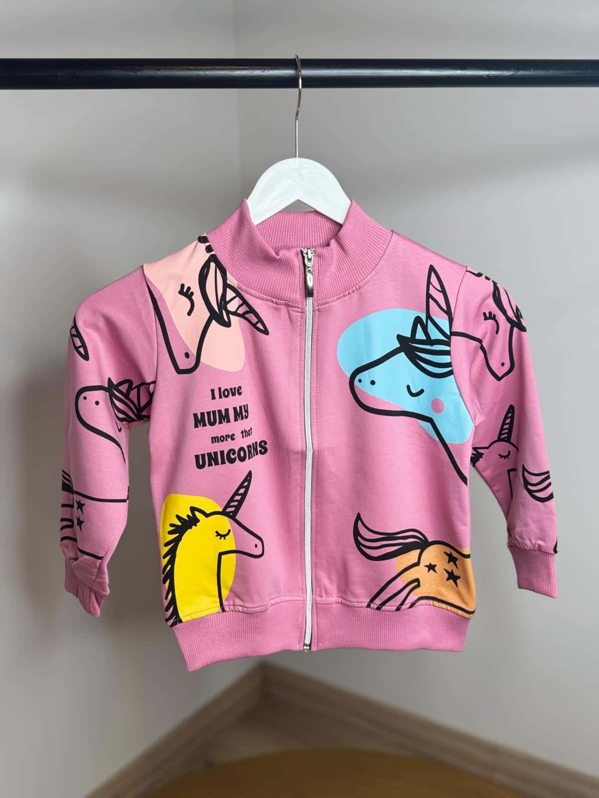 Unicorn Baskılı Kız Çocuk Hırka