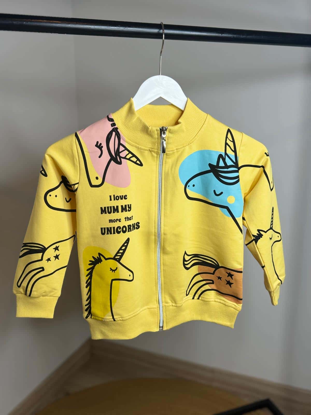 Unicorn Baskılı Kız Çocuk Hırka