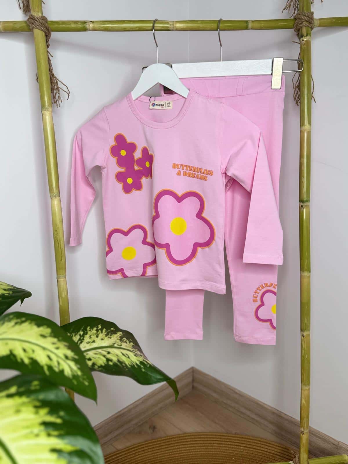 Kabartma Çiçek Baskılı Taytlı Takım