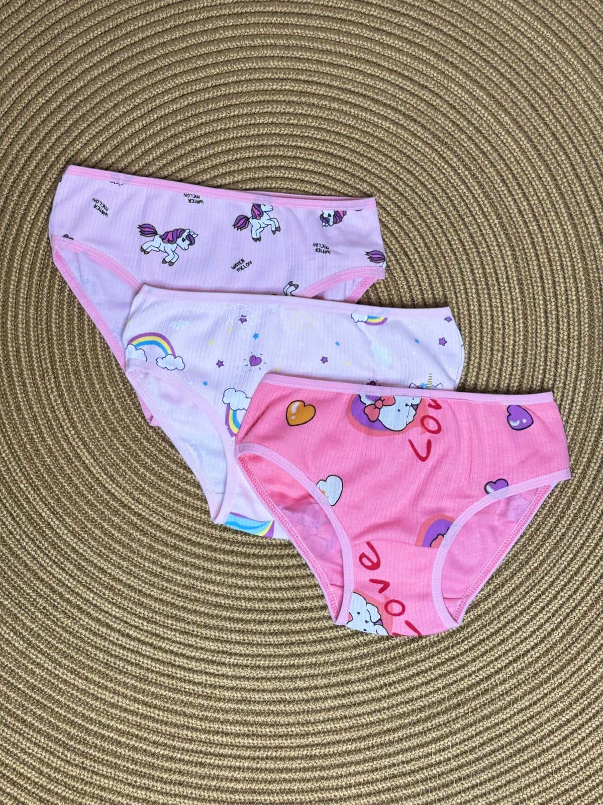 Tavşan Baskılı Fitilli Kumaş 3'lü Slip