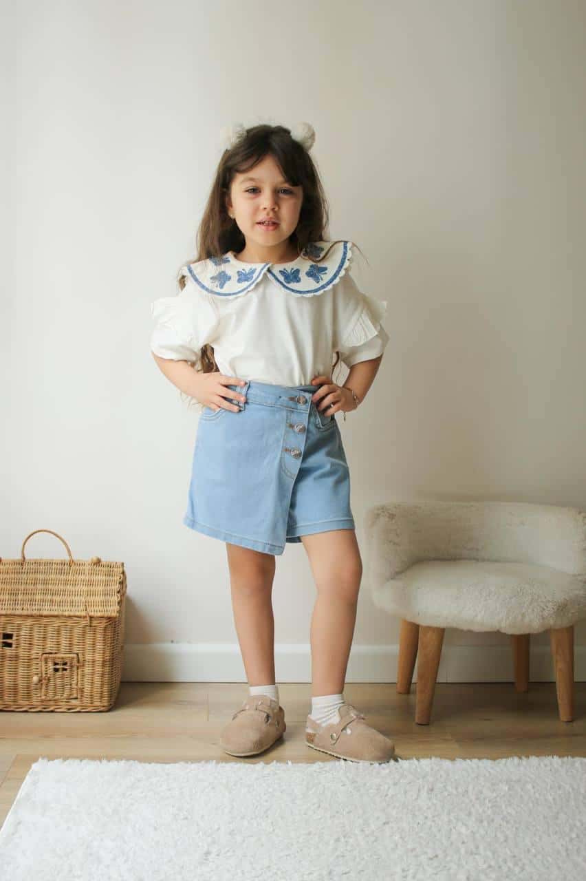 Kelebek Nakış İşlemeli Şort Etek Takım