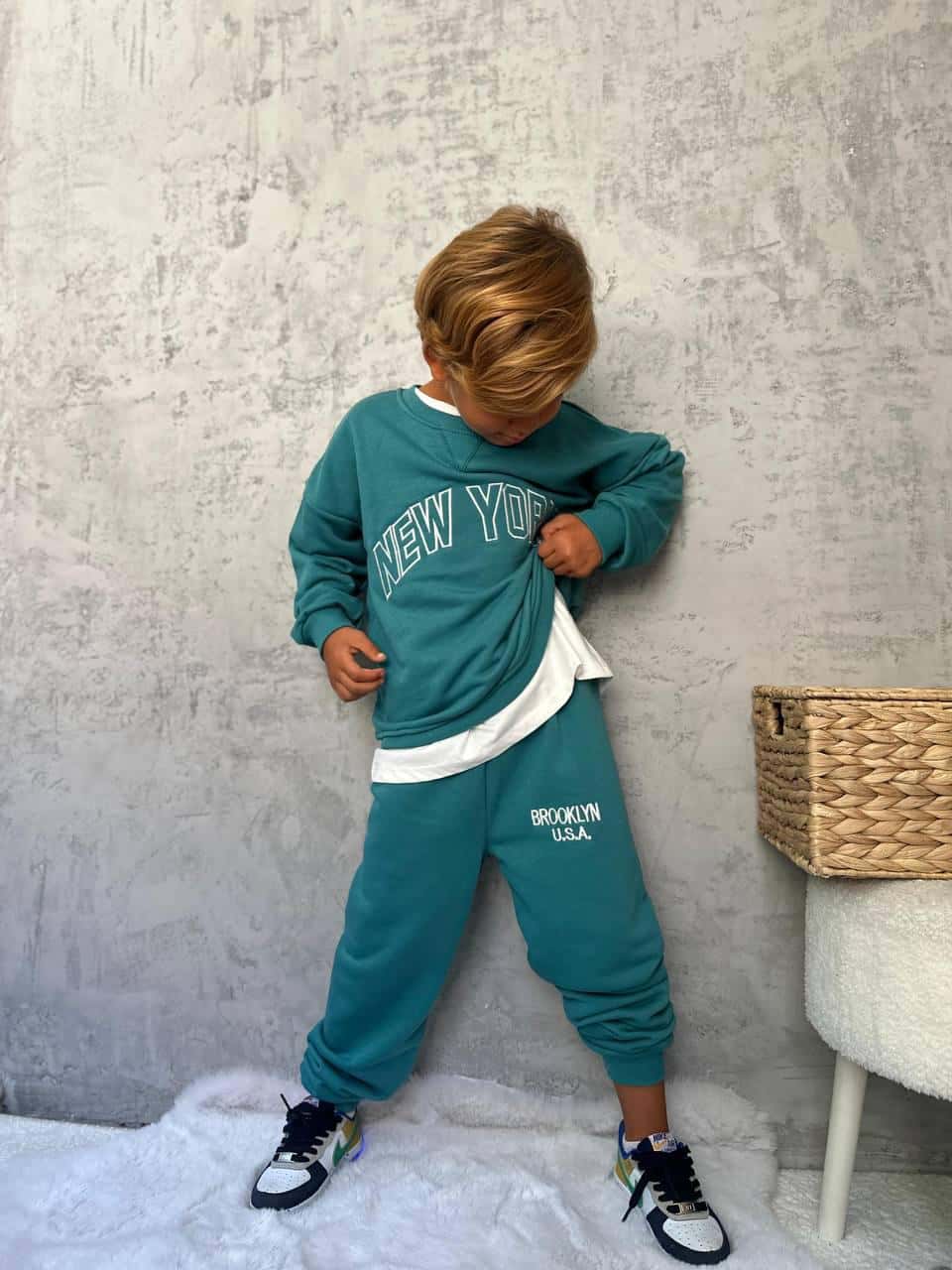 New York Baskılı Yeşil Eşofman Takımı